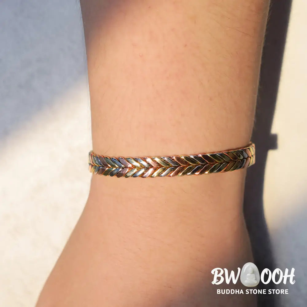 Buddha Stones Vintage Magnetic Copper Adjustable Cuff Bracelet Bangle - Copper - Bracelet Bangle