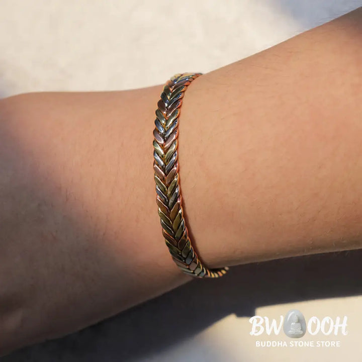 Buddha Stones Vintage Magnetic Copper Adjustable Cuff Bracelet Bangle - Copper - Bracelet Bangle