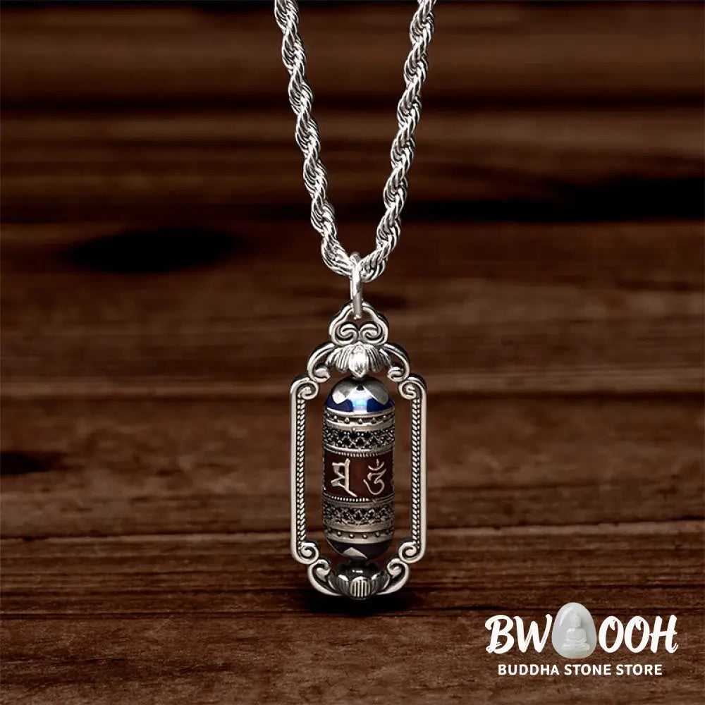 Buddha Stones Vintage Om Mani Padme Hum Prayer Wheel Copper Luck Pendant - BWOOOH - Copper(Wealth ♥ Luck) - Necklaces &amp;