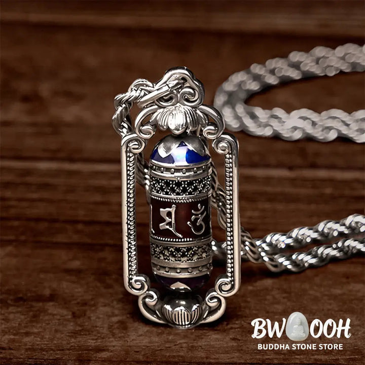 Buddha Stones Vintage Om Mani Padme Hum Prayer Wheel Copper Luck Pendant - BWOOOH - Copper(Wealth ♥ Luck) - Necklaces &amp;