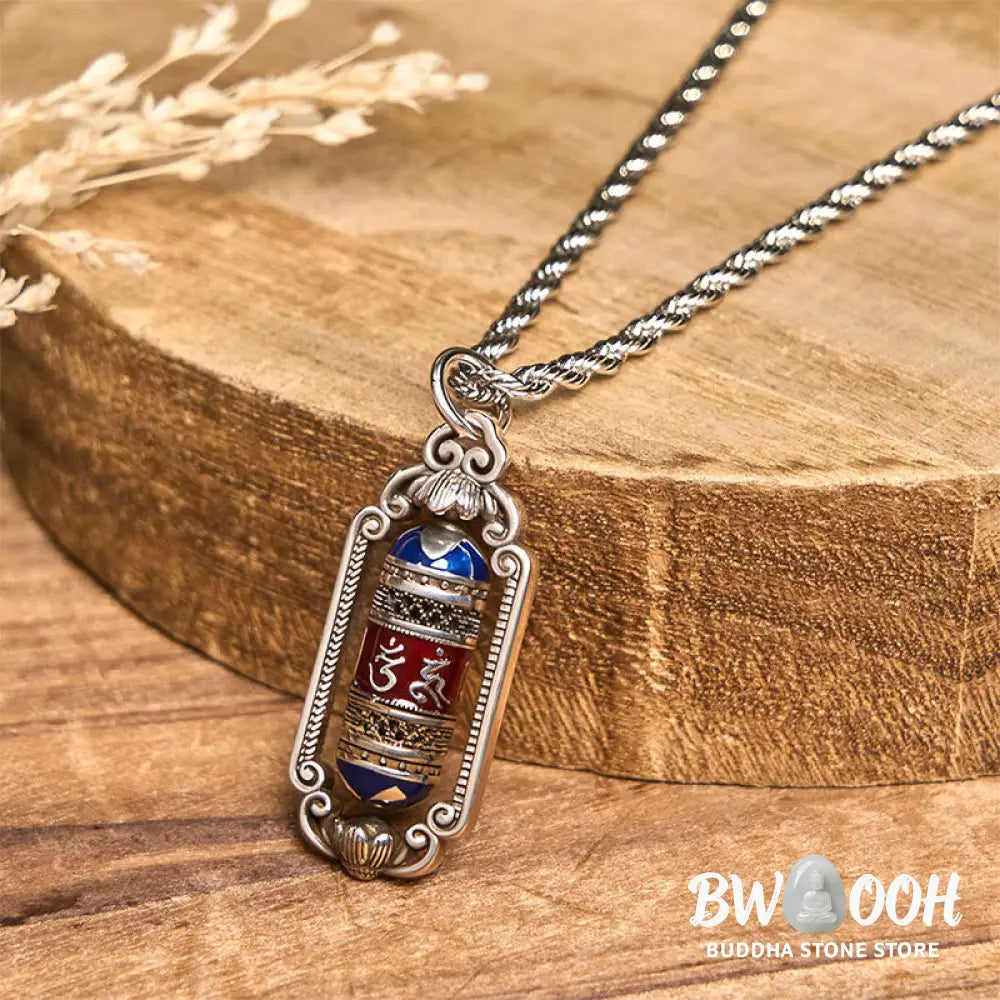 Buddha Stones Vintage Om Mani Padme Hum Prayer Wheel Copper Luck Pendant - BWOOOH - Copper(Wealth ♥ Luck) - Necklaces &amp;