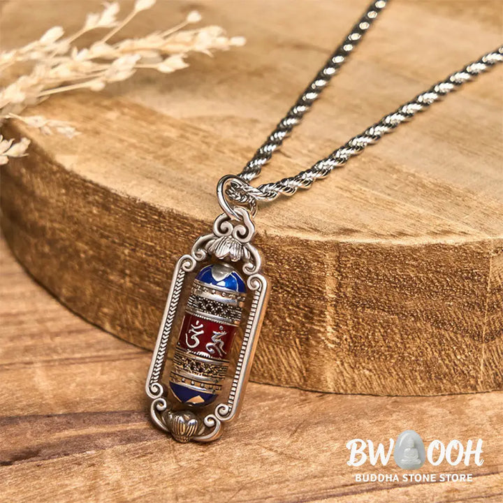 Buddha Stones Vintage Om Mani Padme Hum Prayer Wheel Copper Luck Pendant - BWOOOH - Copper(Wealth ♥ Luck) - Necklaces &amp;