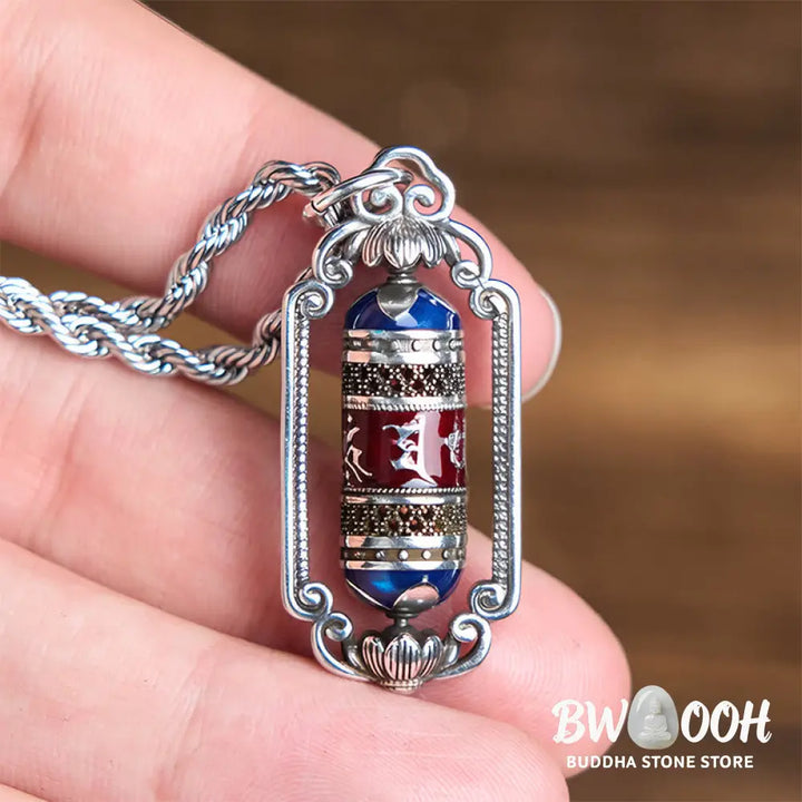 Buddha Stones Vintage Om Mani Padme Hum Prayer Wheel Copper Luck Pendant - BWOOOH - Copper(Wealth ♥ Luck) - Necklaces &amp;