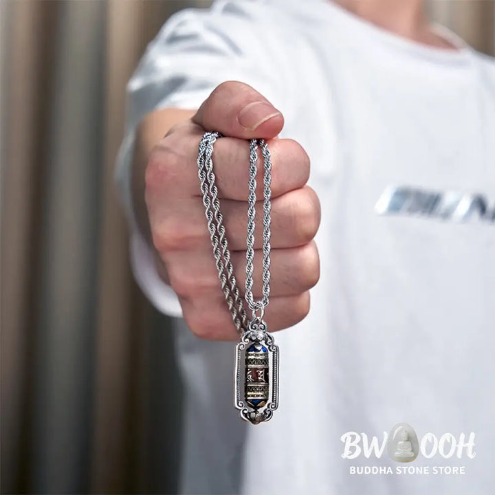 Buddha Stones Vintage Om Mani Padme Hum Prayer Wheel Copper Luck Pendant - BWOOOH - Copper(Wealth ♥ Luck) - Necklaces &amp;