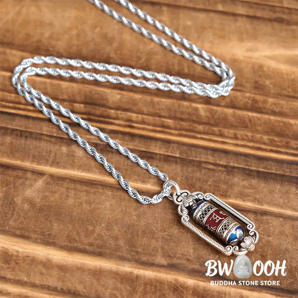 Buddha Stones Vintage Om Mani Padme Hum Prayer Wheel Copper Luck Pendant - BWOOOH - Copper(Wealth ♥ Luck) - Necklaces &amp;