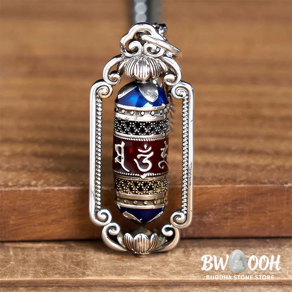 Buddha Stones Vintage Om Mani Padme Hum Prayer Wheel Copper Luck Pendant - BWOOOH - Copper(Wealth ♥ Luck) - Necklaces &amp;