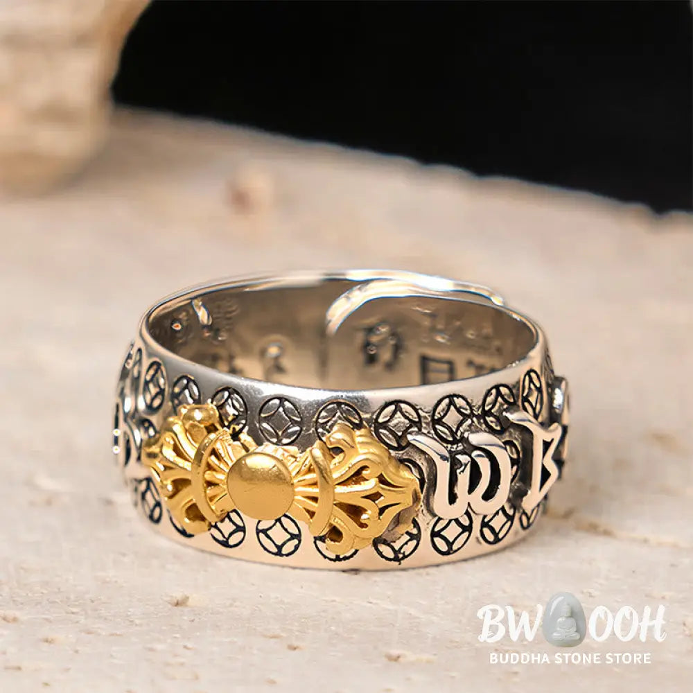 Buddha Stones Vintage Om Mani Padme Hum Vajra Copper Plated Silver Balance Ring - Copper(US7-US11) - Ring