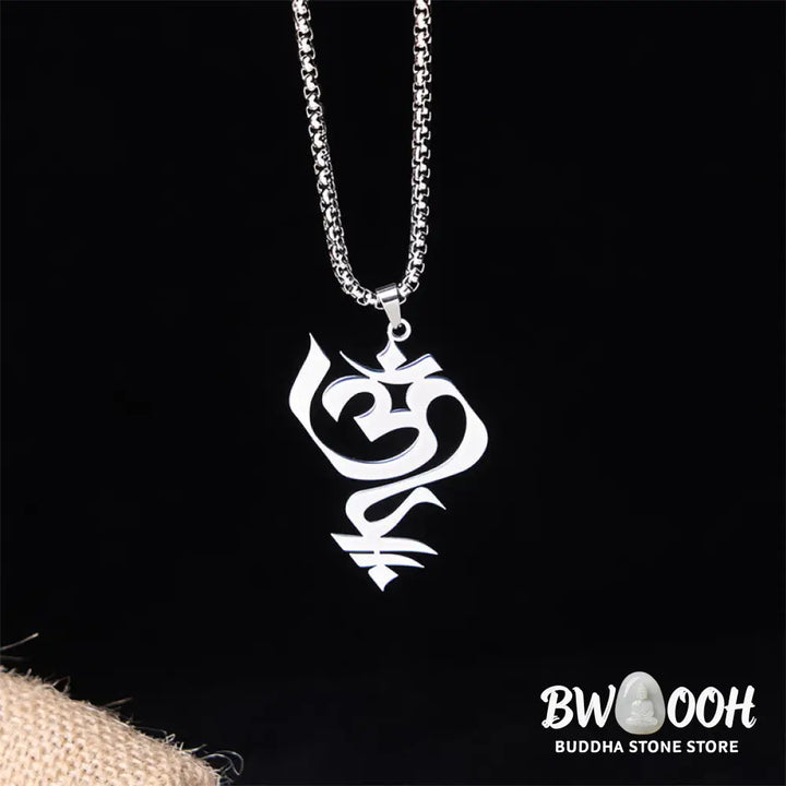 Buddha Stones Vintage OM Symbol geometry Design Stainless Steel Connection Necklace Pendant - BWOOOH - Necklaces &amp;