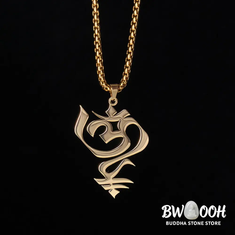 Buddha Stones Vintage OM Symbol geometry Design Stainless Steel Connection Necklace Pendant - BWOOOH - Necklaces &amp;