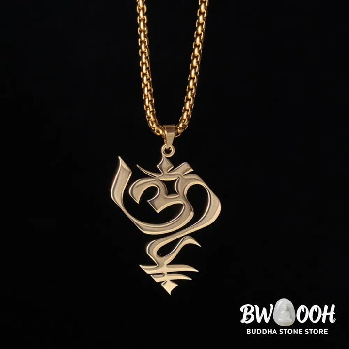 Buddha Stones Vintage OM Symbol geometry Design Stainless Steel Connection Necklace Pendant - BWOOOH - Necklaces &amp;