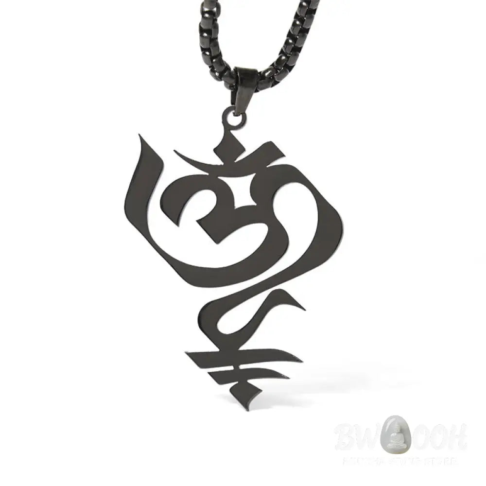 Buddha Stones Vintage OM Symbol geometry Design Stainless Steel Connection Necklace Pendant - BWOOOH - Necklaces &amp;