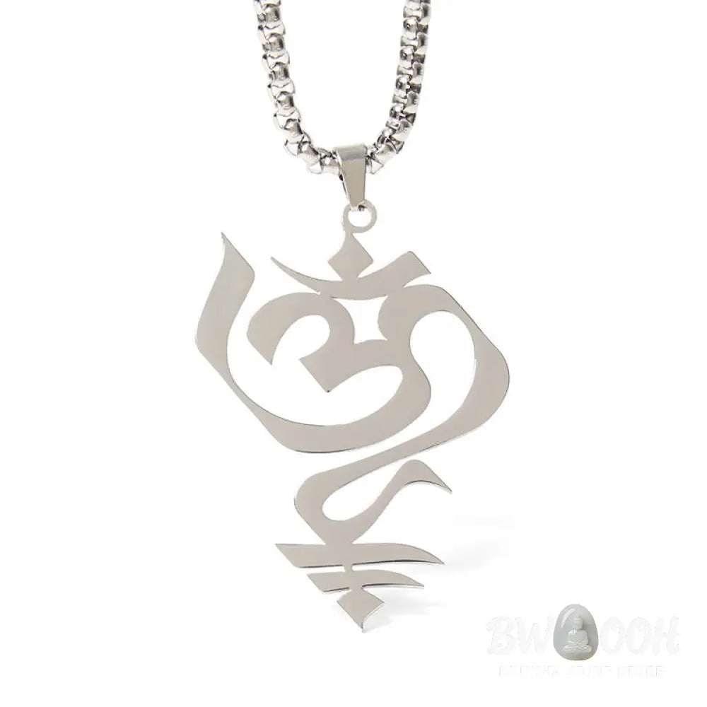 Buddha Stones Vintage OM Symbol geometry Design Stainless Steel Connection Necklace Pendant - BWOOOH - Necklaces &amp;