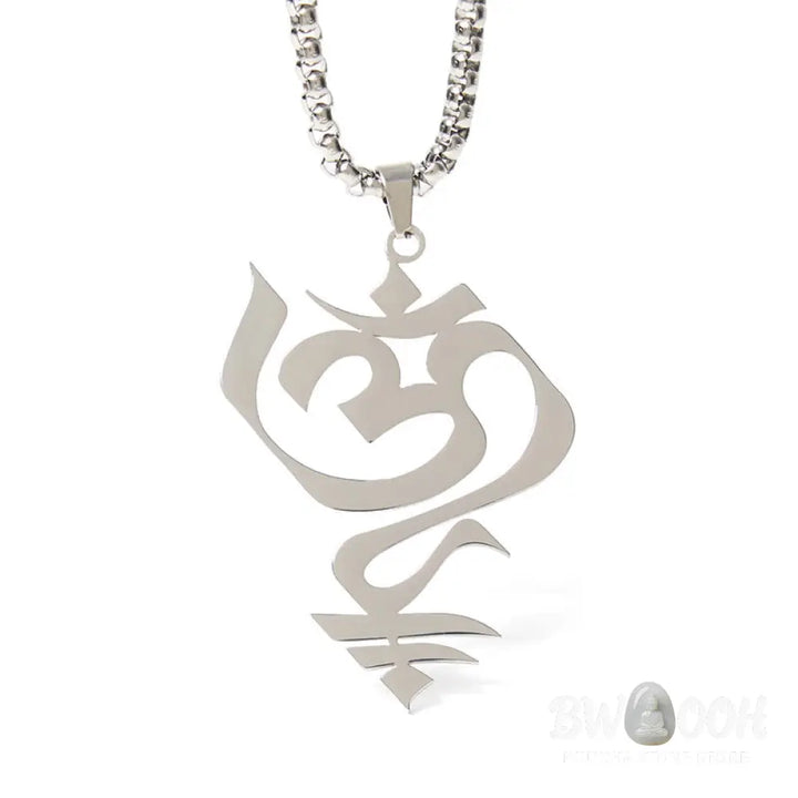 Buddha Stones Vintage OM Symbol geometry Design Stainless Steel Connection Necklace Pendant - BWOOOH - Necklaces &amp;