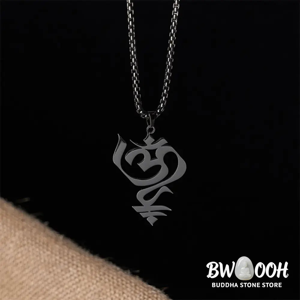 Buddha Stones Vintage OM Symbol geometry Design Stainless Steel Connection Necklace Pendant - BWOOOH - Necklaces &amp;
