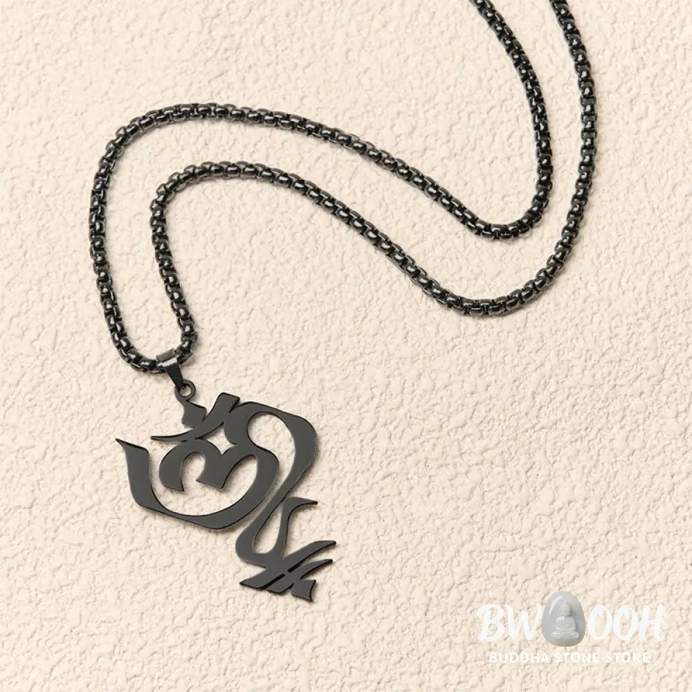 Buddha Stones Vintage OM Symbol geometry Design Stainless Steel Connection Necklace Pendant - BWOOOH - Necklaces &amp;