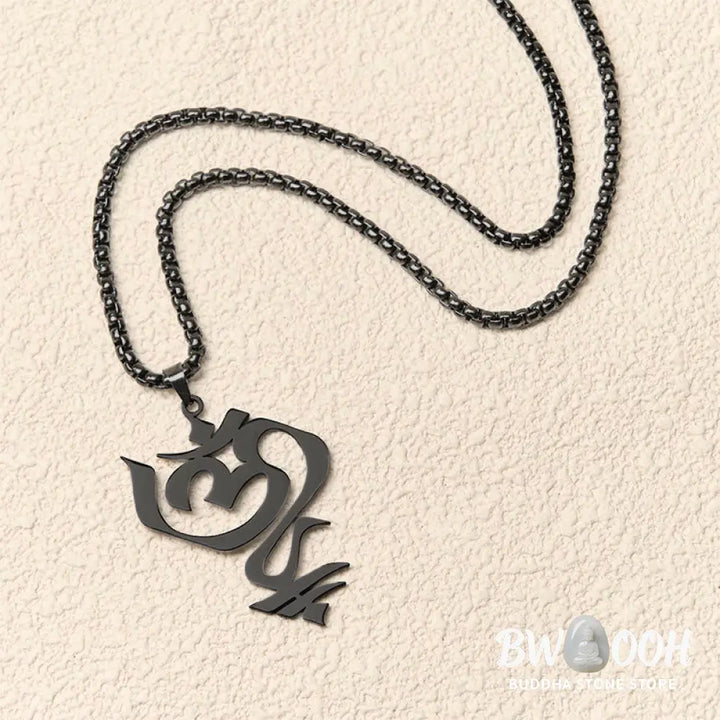 Buddha Stones Vintage OM Symbol geometry Design Stainless Steel Connection Necklace Pendant - BWOOOH - Necklaces &amp;