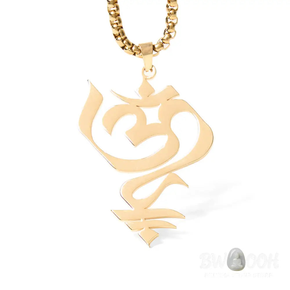 Buddha Stones Vintage OM Symbol geometry Design Stainless Steel Connection Necklace Pendant - BWOOOH - Necklaces &amp;