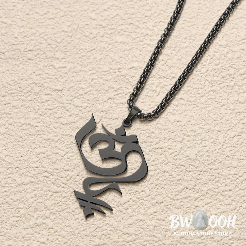 Buddha Stones Vintage OM Symbol geometry Design Stainless Steel Connection Necklace Pendant - BWOOOH - Necklaces &amp;