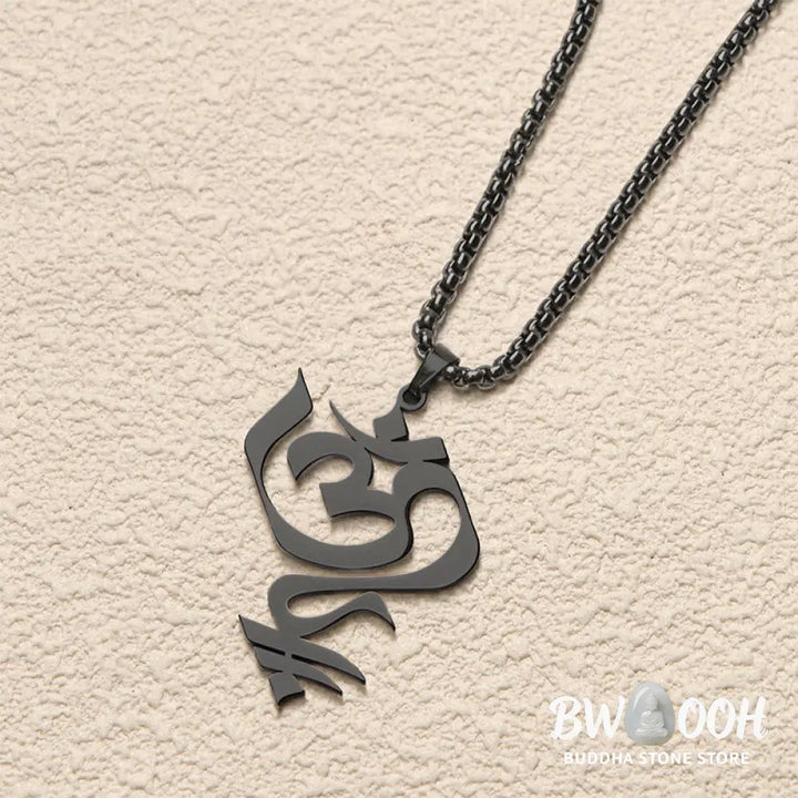 Buddha Stones Vintage OM Symbol geometry Design Stainless Steel Connection Necklace Pendant - BWOOOH - Necklaces &amp;