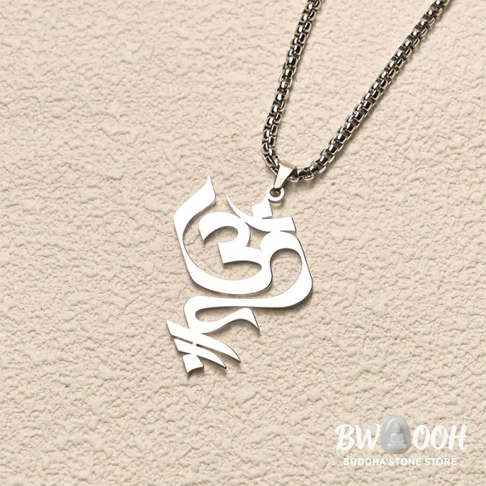 Buddha Stones Vintage OM Symbol geometry Design Stainless Steel Connection Necklace Pendant - BWOOOH - Necklaces &amp;