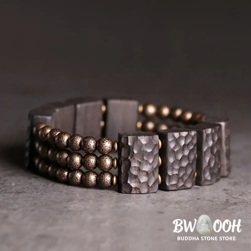 Buddha Stones Vintage Peace Ebony Wood Copper Beads Balance Bracelet - BWOOOH - Bracelet