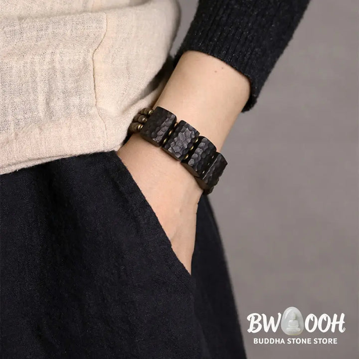 Buddha Stones Vintage Peace Ebony Wood Copper Beads Balance Bracelet - BWOOOH - Bracelet