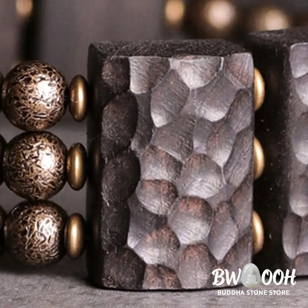 Buddha Stones Vintage Peace Ebony Wood Copper Beads Balance Bracelet - BWOOOH - Bracelet