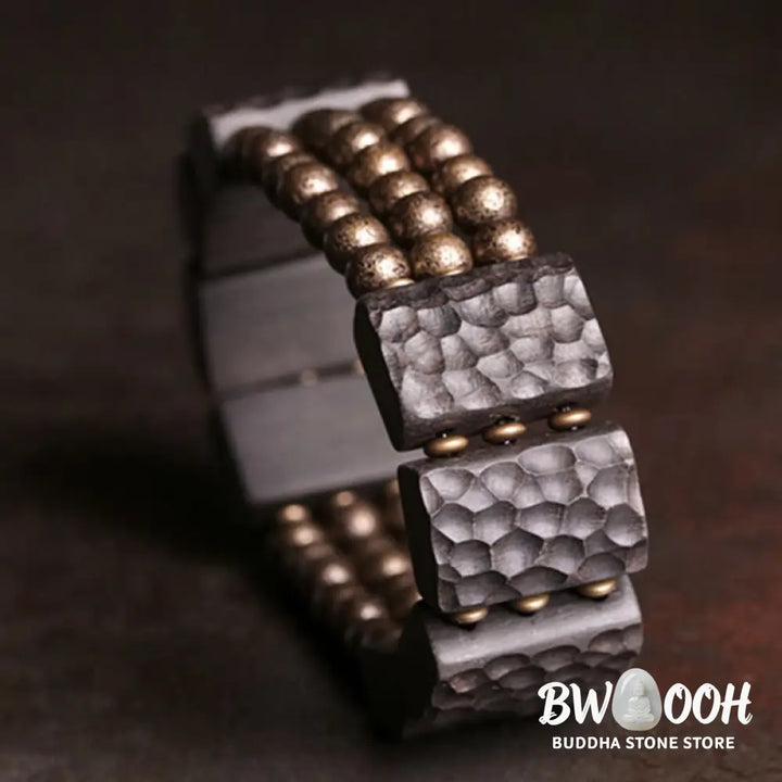 Buddha Stones Vintage Peace Ebony Wood Copper Beads Balance Bracelet - BWOOOH - Bracelet