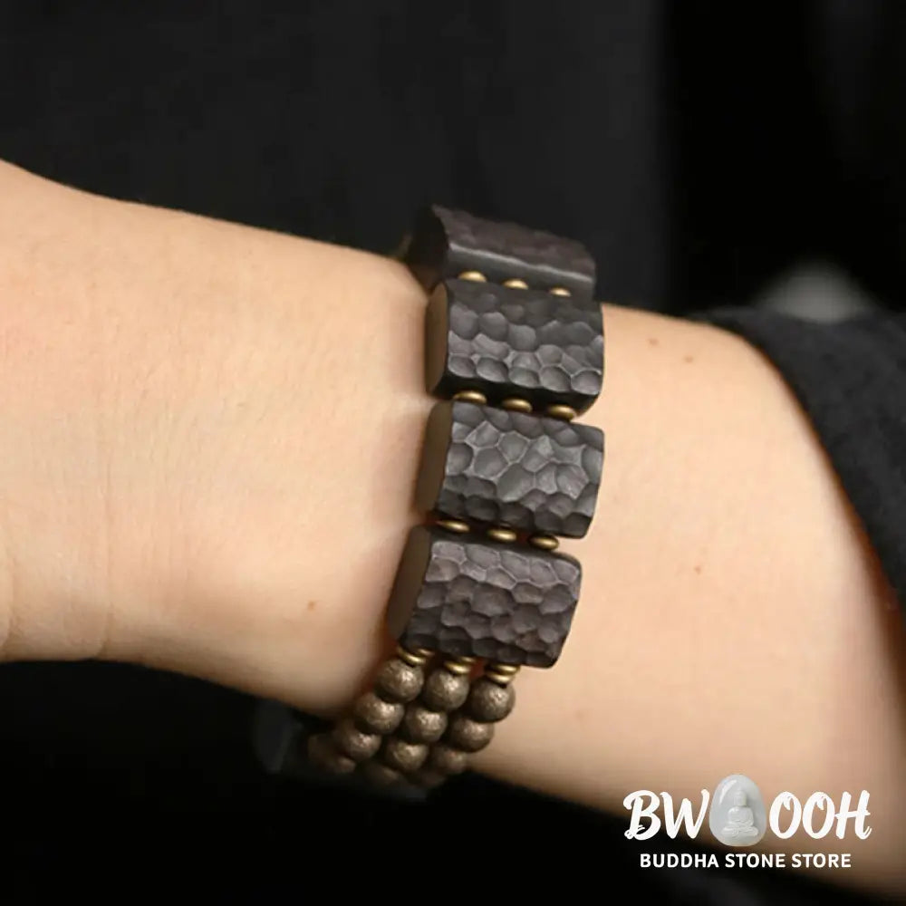 Buddha Stones Vintage Peace Ebony Wood Copper Beads Balance Bracelet - BWOOOH - Bracelet