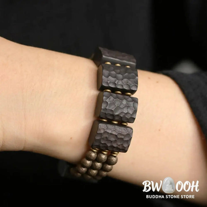 Buddha Stones Vintage Peace Ebony Wood Copper Beads Balance Bracelet - BWOOOH - Bracelet