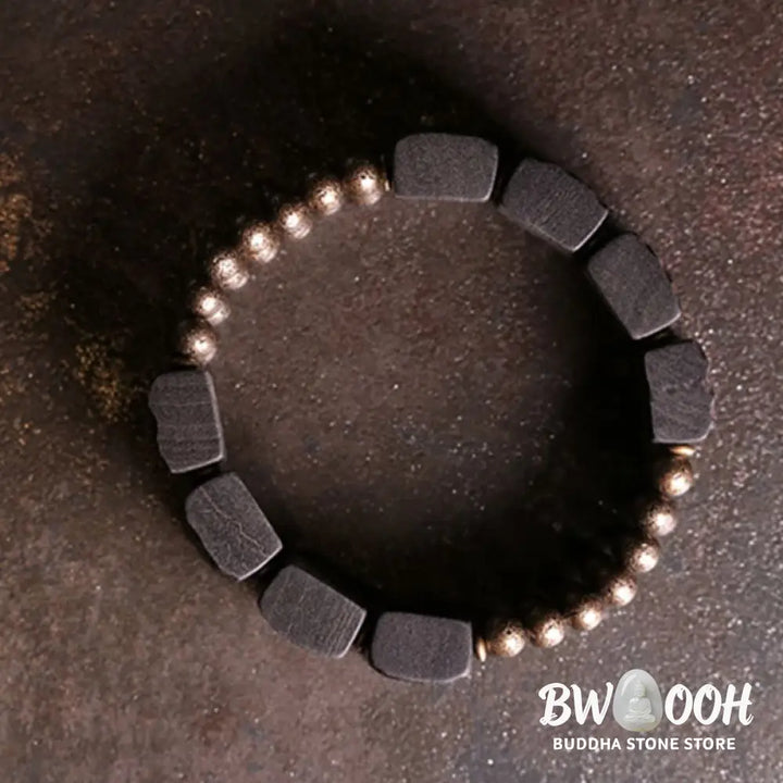 Buddha Stones Vintage Peace Ebony Wood Copper Beads Balance Bracelet - BWOOOH - Bracelet