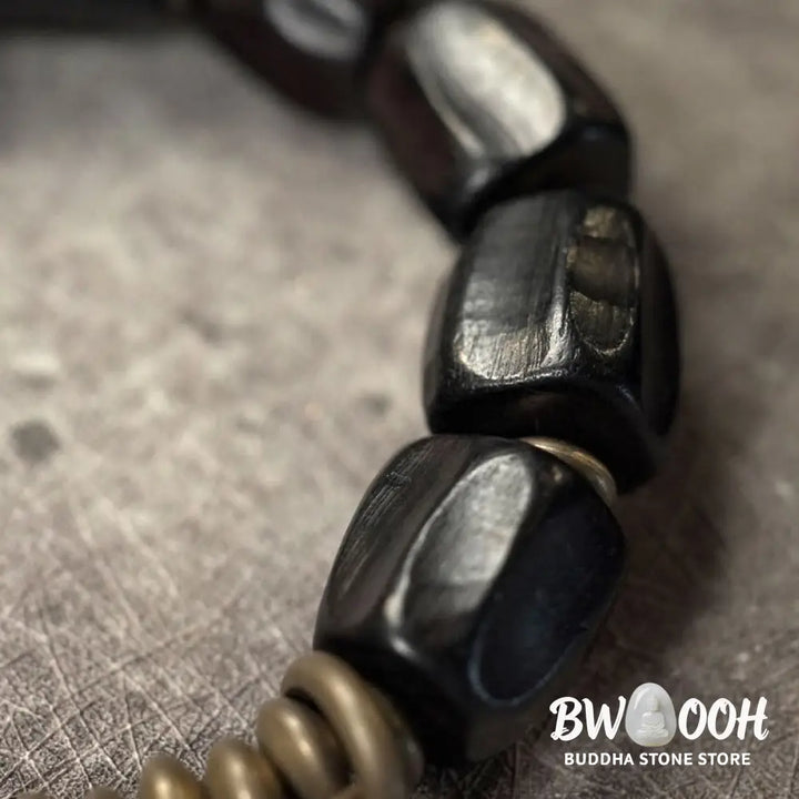 Buddha Stones Vintage Peace Ebony Wood Copper Beads Bracelet - BWOOOH - Bracelet