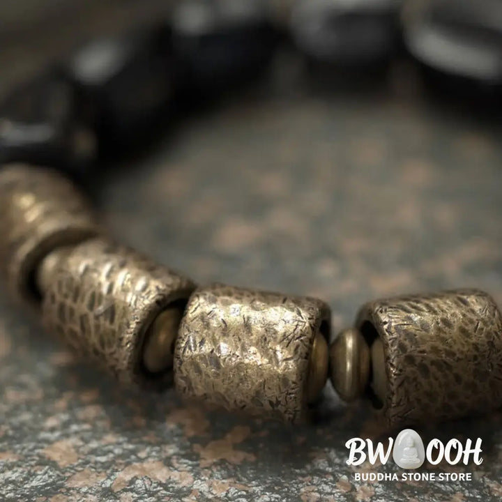 Buddha Stones Vintage Peace Ebony Wood Copper Beads Bracelet - BWOOOH - Bracelet