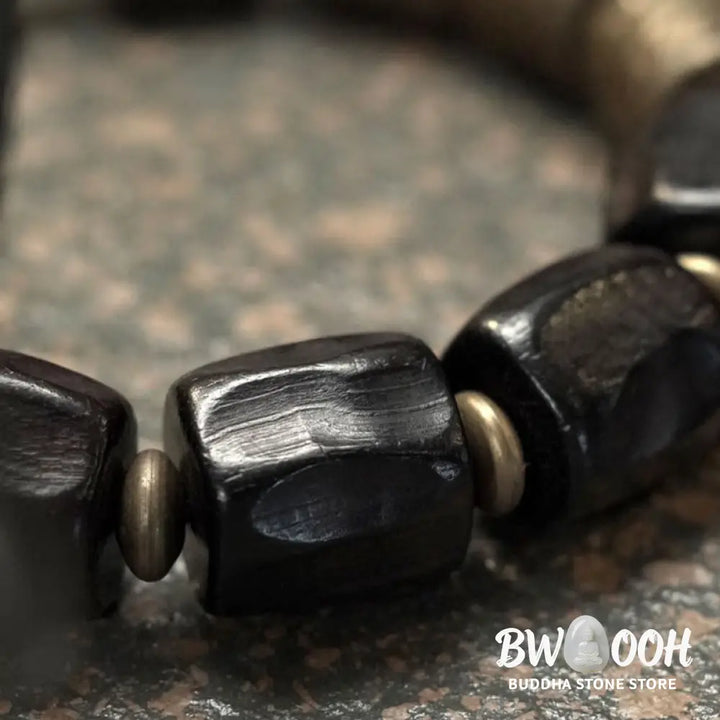 Buddha Stones Vintage Peace Ebony Wood Copper Beads Bracelet - BWOOOH - Bracelet