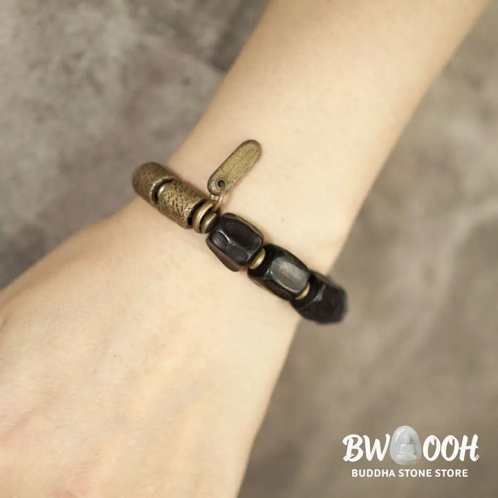 Buddha Stones Vintage Peace Ebony Wood Copper Beads Bracelet - BWOOOH - Bracelet