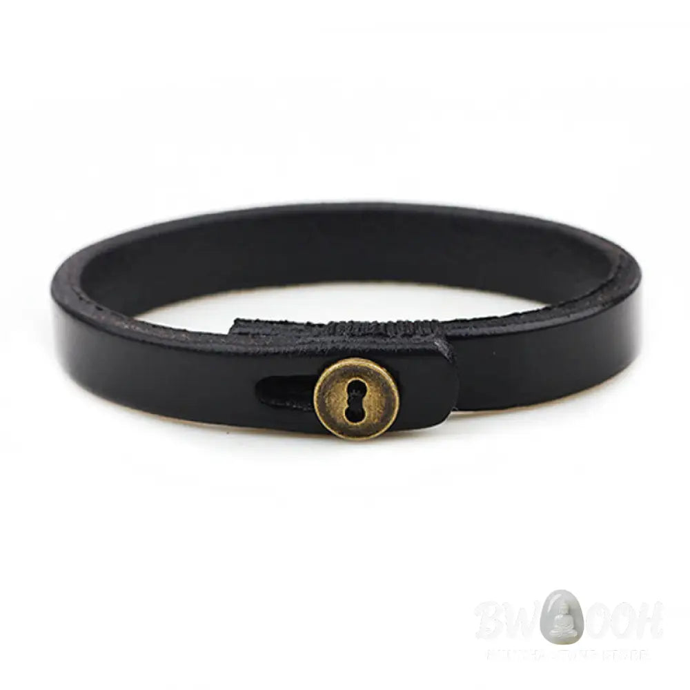 Buddha Stones Vintage Plain Leather Button Buckle Confidence Bracelet - BWOOOH - Bracelet