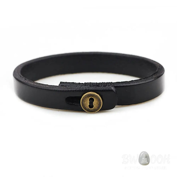 Buddha Stones Vintage Plain Leather Button Buckle Confidence Bracelet - BWOOOH - Bracelet