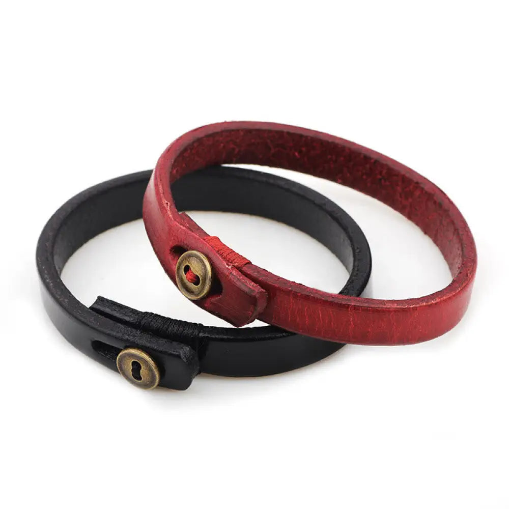 BWOOOH Vintage Plain Leather Button Buckle Confidence Bracelet - BWOOOH - Bracelet