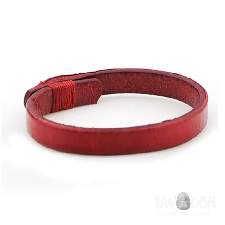 Buddha Stones Vintage Plain Leather Button Buckle Confidence Bracelet - BWOOOH - Bracelet