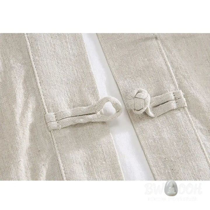 Buddha Stones Vintage Plain Tang Suit Chinese Frog-Button Men’s Shirt With Pockets - Men’s Shirts