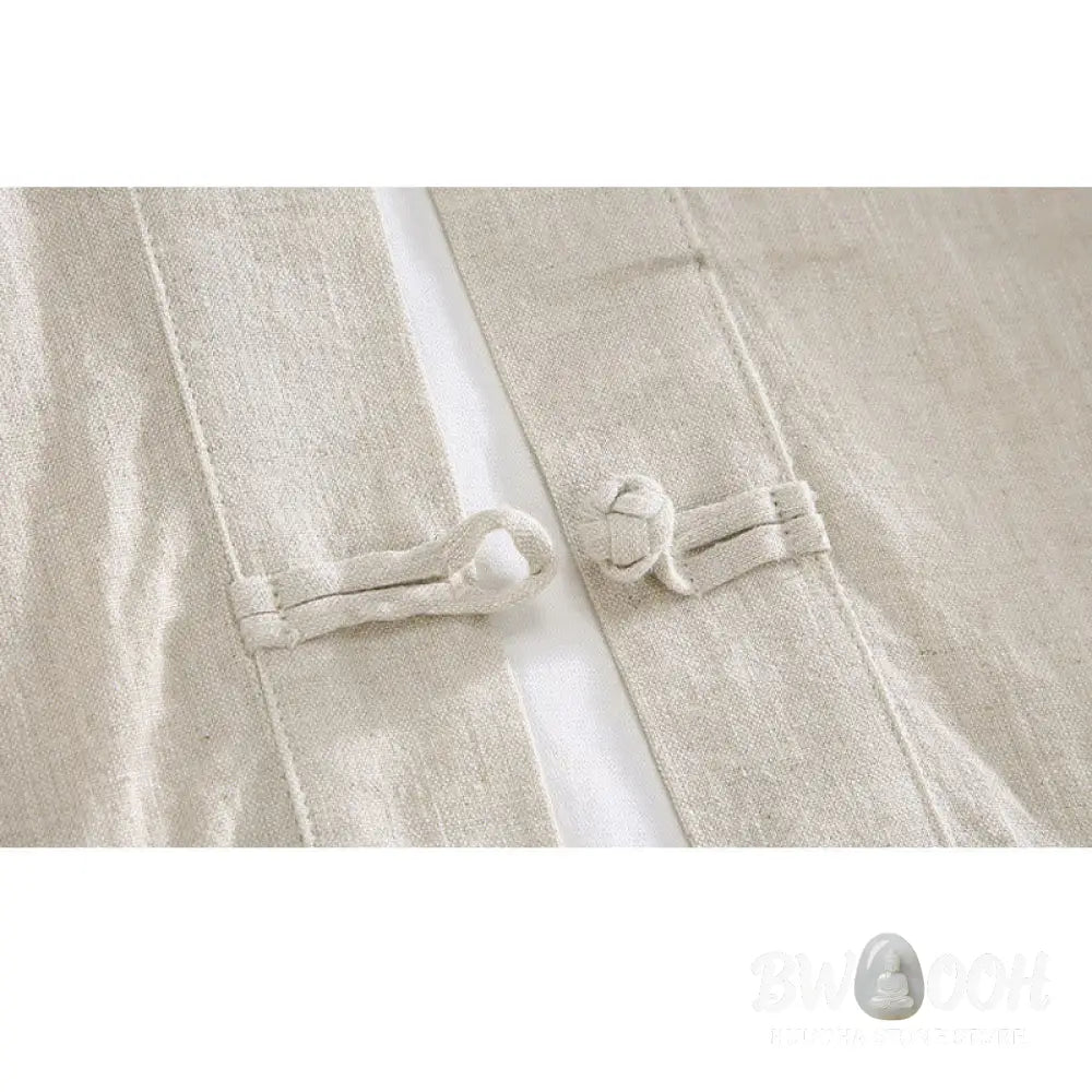 Buddha Stones Vintage Plain Tang Suit Chinese Frog-Button Men’s Shirt With Pockets - Men’s Shirts