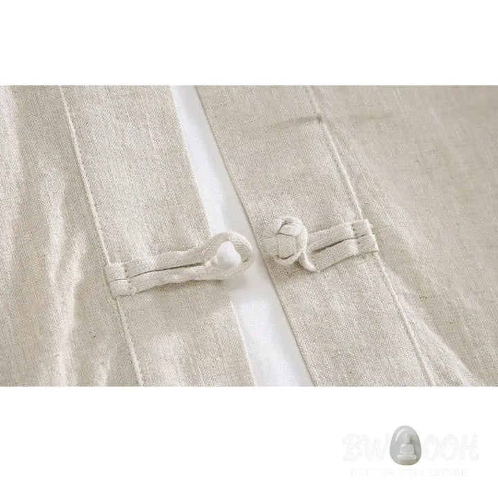 Buddha Stones Vintage Plain Tang Suit Chinese Frog-Button Men’s Shirt With Pockets - Men’s Shirts