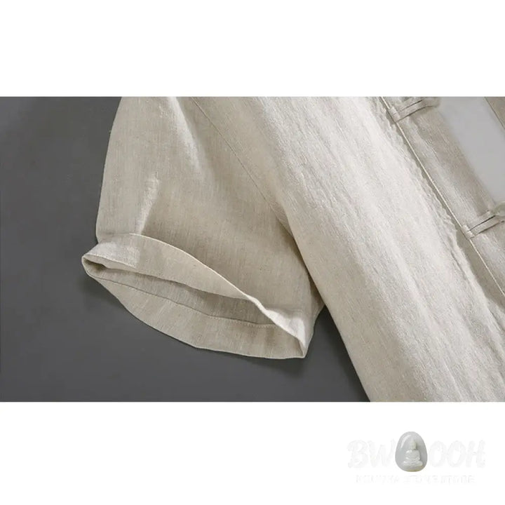 Buddha Stones Vintage Plain Tang Suit Chinese Frog-Button Men’s Shirt With Pockets - Men’s Shirts