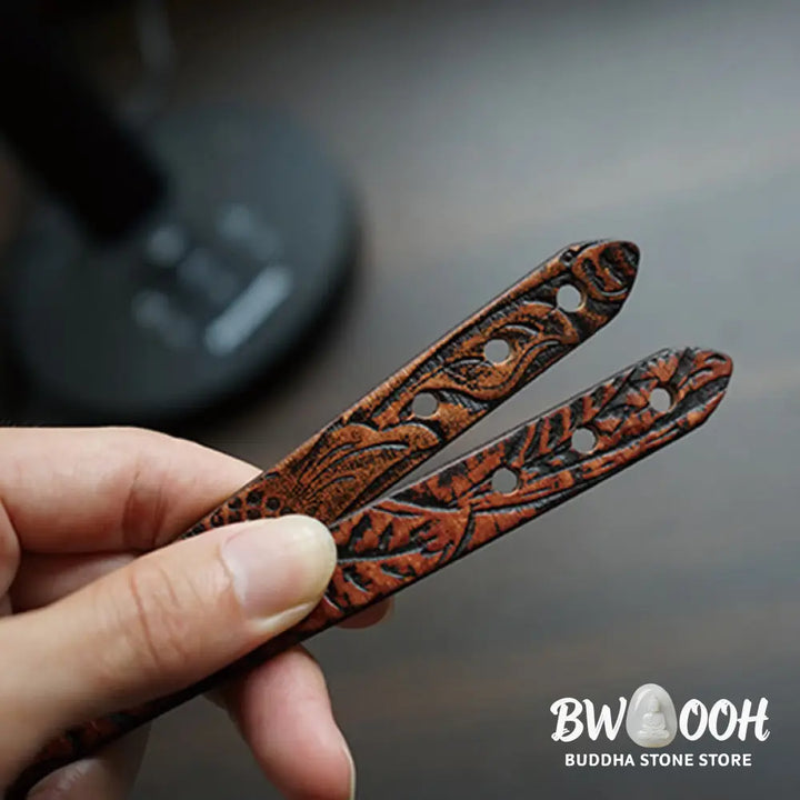 Buddha Stones Vintage Printed Leather Adjustable Buckle Balance Bracelet - Brown(Wrist Circumference: 15-18cm)