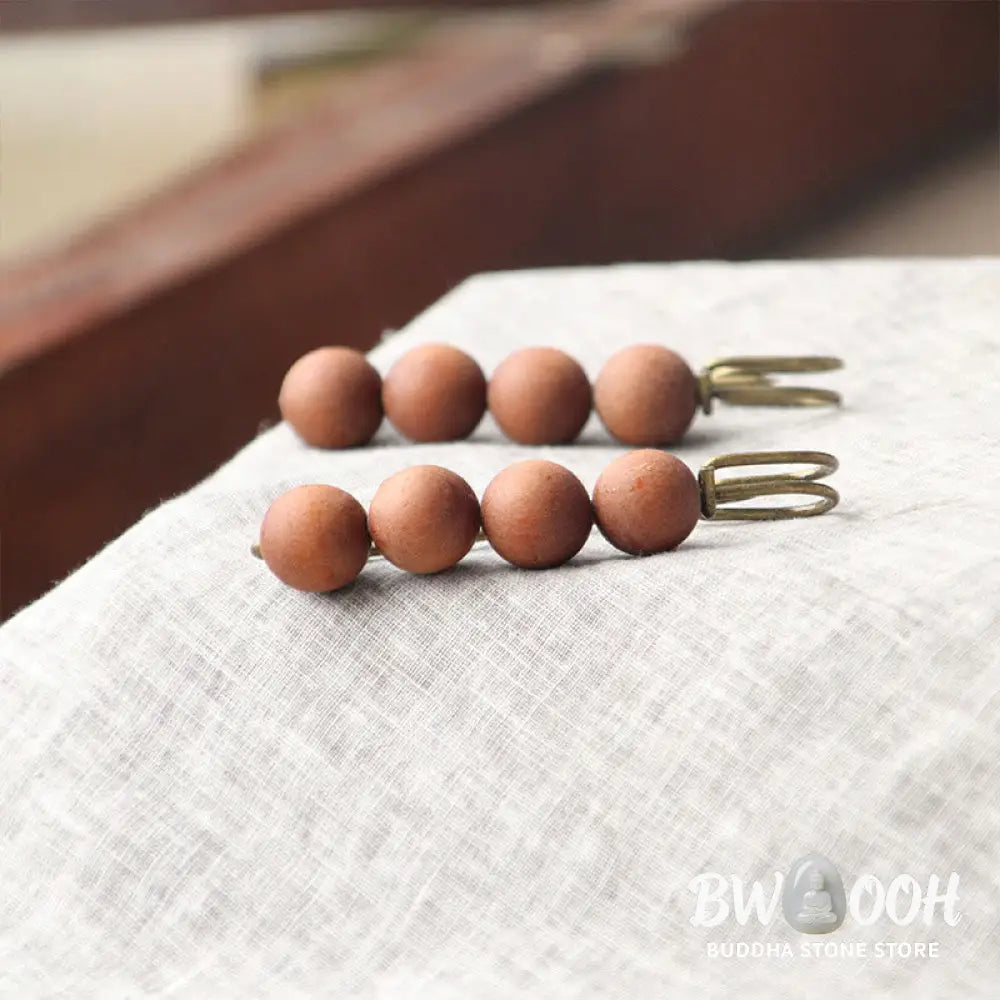 Buddha Stones Vintage Sandalwood Agathis Alba Ebony Wood Peltogyne Beads Healing Brooch - Brooch