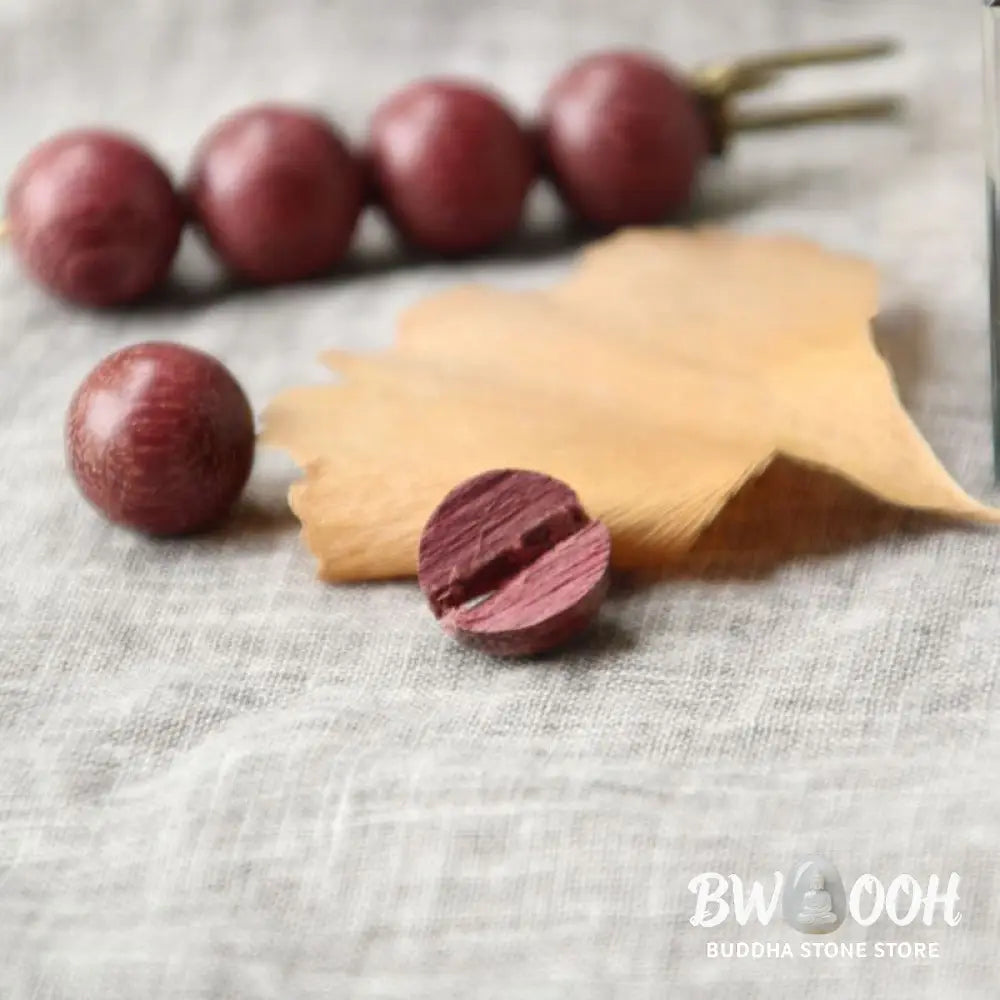 Buddha Stones Vintage Sandalwood Agathis Alba Ebony Wood Peltogyne Beads Healing Brooch - Brooch