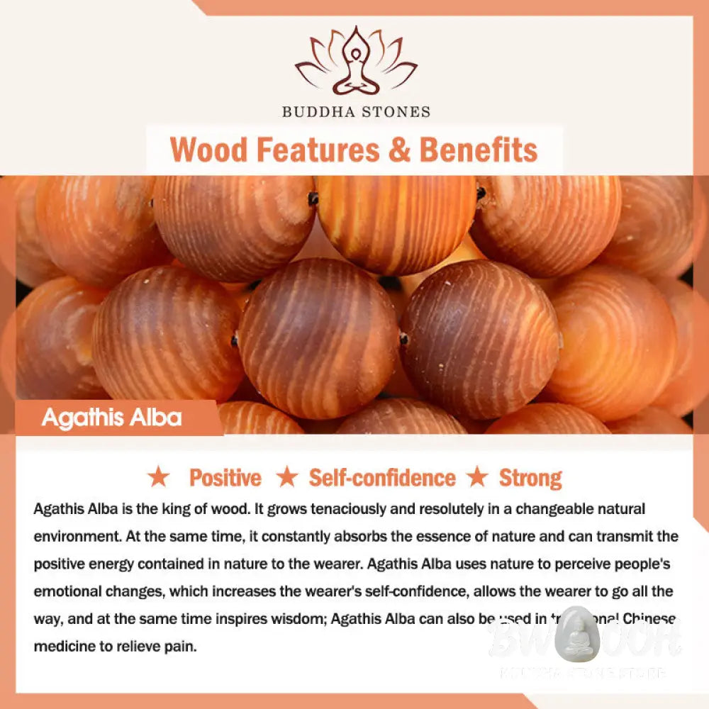 Buddha Stones Vintage Sandalwood Agathis Alba Ebony Wood Peltogyne Beads Healing Brooch - Brooch