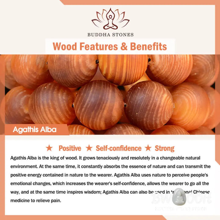 Buddha Stones Vintage Sandalwood Agathis Alba Ebony Wood Peltogyne Beads Healing Brooch - Brooch
