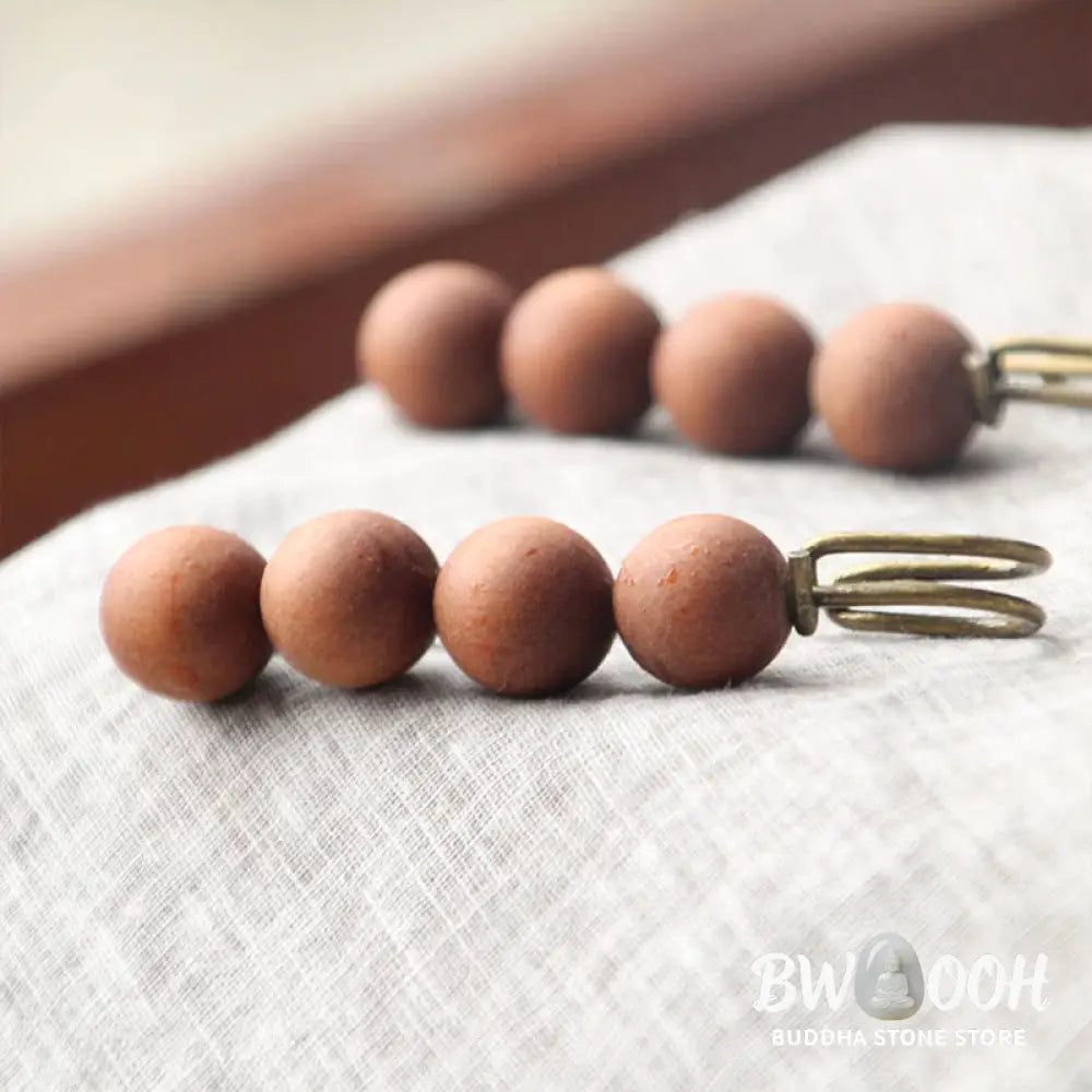 Buddha Stones Vintage Sandalwood Agathis Alba Ebony Wood Peltogyne Beads Healing Brooch - Brooch