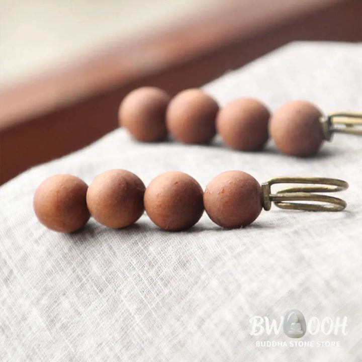 Buddha Stones Vintage Sandalwood Agathis Alba Ebony Wood Peltogyne Beads Healing Brooch - Brooch